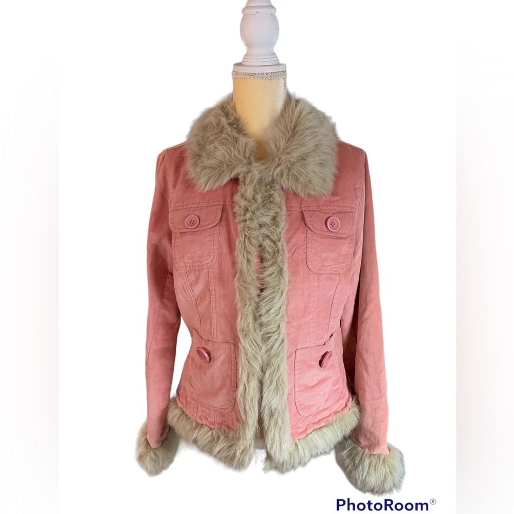 Rue21 Blush Bomber Jacket with Faux Fur Accents